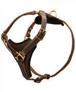 Adjustable Leather Husky Harness for Walking and Training