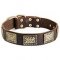 Leather Husky Collar with Old Vintage Plates