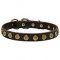 Leather Siberian Husky Collar with Brass Doted Circles
