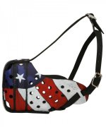 Made of Leather Siberian Husky Muzzle with American Flag Painting