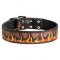 Durable Leather Husky Collar with Flames