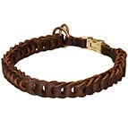 Braided Leather Siberian Husky Choke Collar with Quick Release Buckle