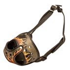 Flamed Design Leather Siberian Husky Muzzle