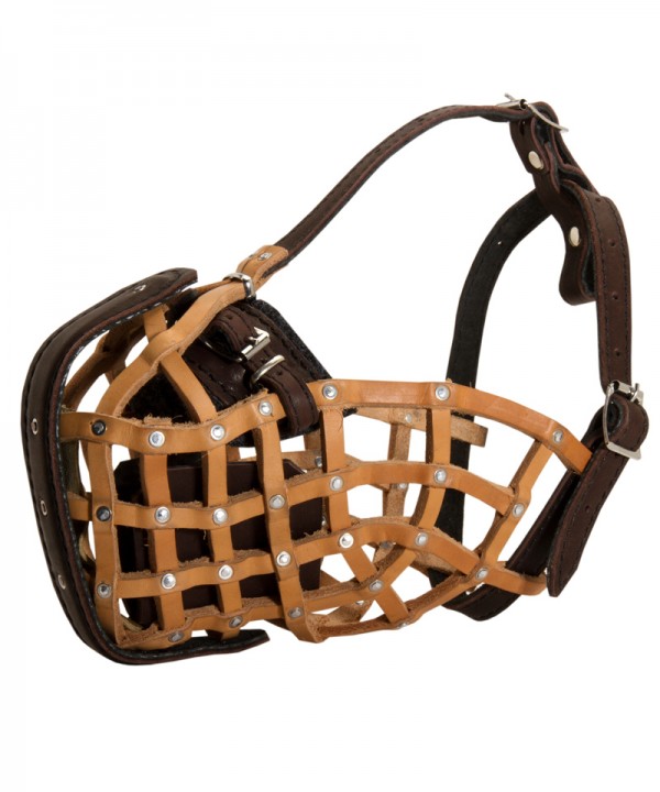 Adjustable Basket Leather Husky Muzzle for Training