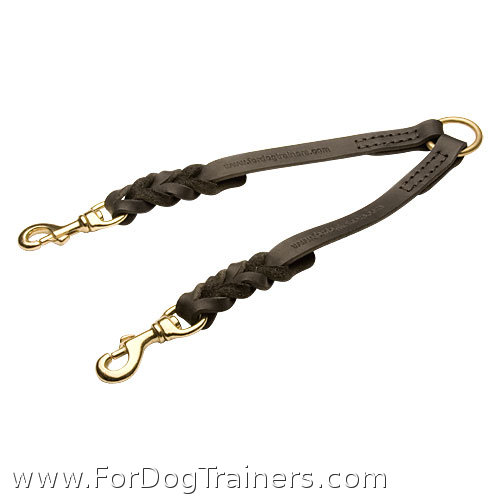 Walking Leather Siberian Husky Coupler with Braids