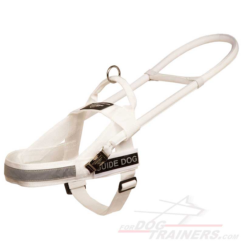 White Nylon Siberian Husky Harness for Guide and Assistance