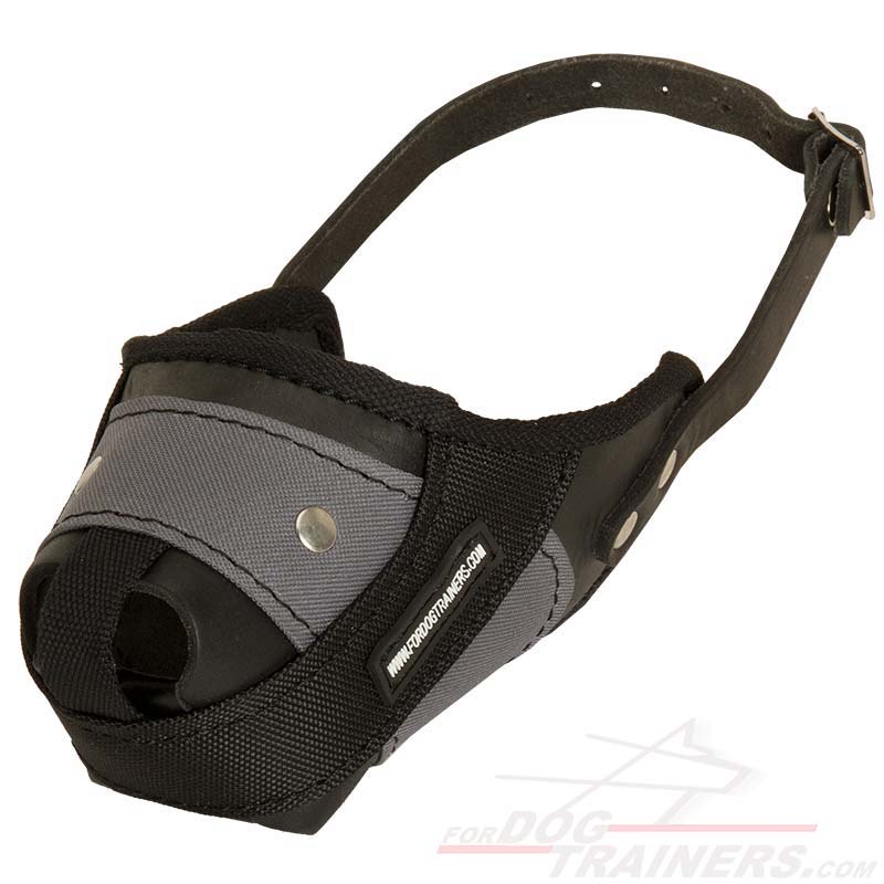 Strong Leather Husky Muzzle with Nylon Part for Agitation Training