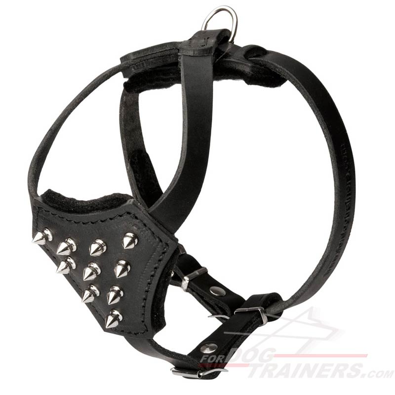 Small Spiked Leather Dog Harness for Siberian Husky Puppies