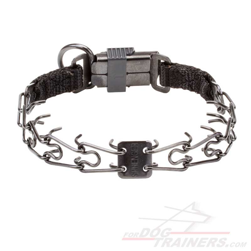 Black Stainless Steel Husky Pinch Collar with Click Lock Buckle