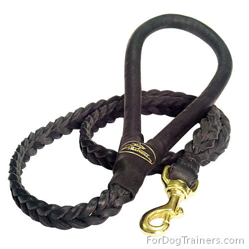 Extra Strong Braided Leather Leash for Siberian Husky