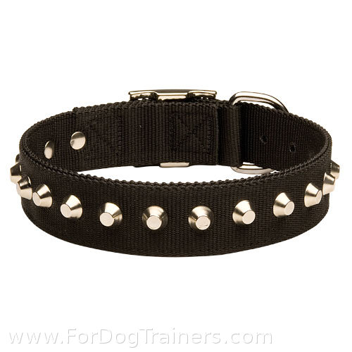 Lightweight Nylon Siberian Husky Collar with Decorated Cones
