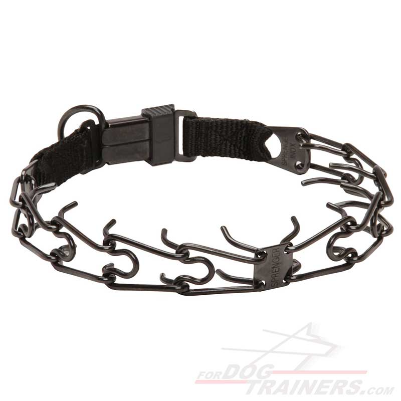 Black Stainless Steel Siberian Husky Pinch Collar with Click Lock Buckle