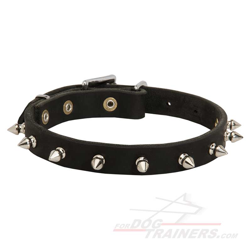 Narrow Spiked Leather Siberian Husky Collar