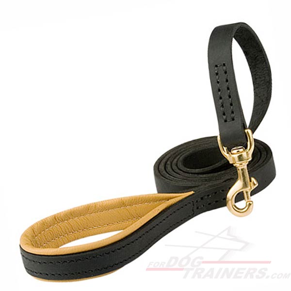 Leather Siberian Husky Leash with Support Material on the Handle