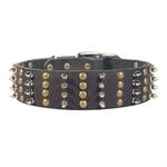 Wide Leather Siberian Husky Studded Dog Collar